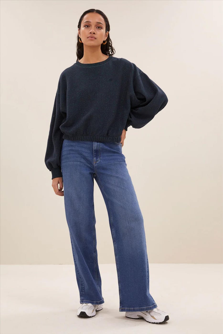 BY BAR - Donkerblauwe Bodil Sparkle sweater