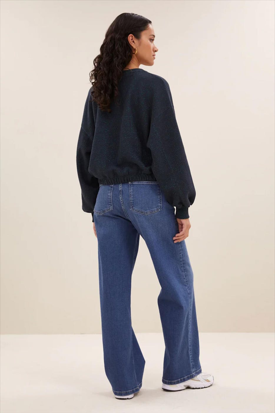 BY BAR - Donkerblauwe Bodil Sparkle sweater