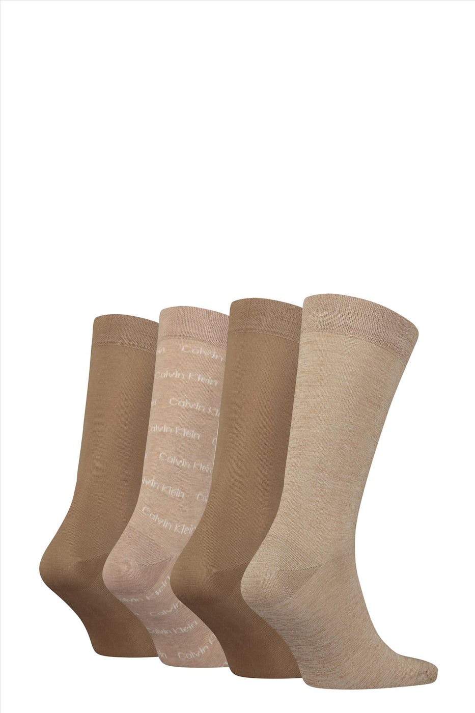 Calvin Klein - Beige Logoprint 4-pack cadeaubox sokken