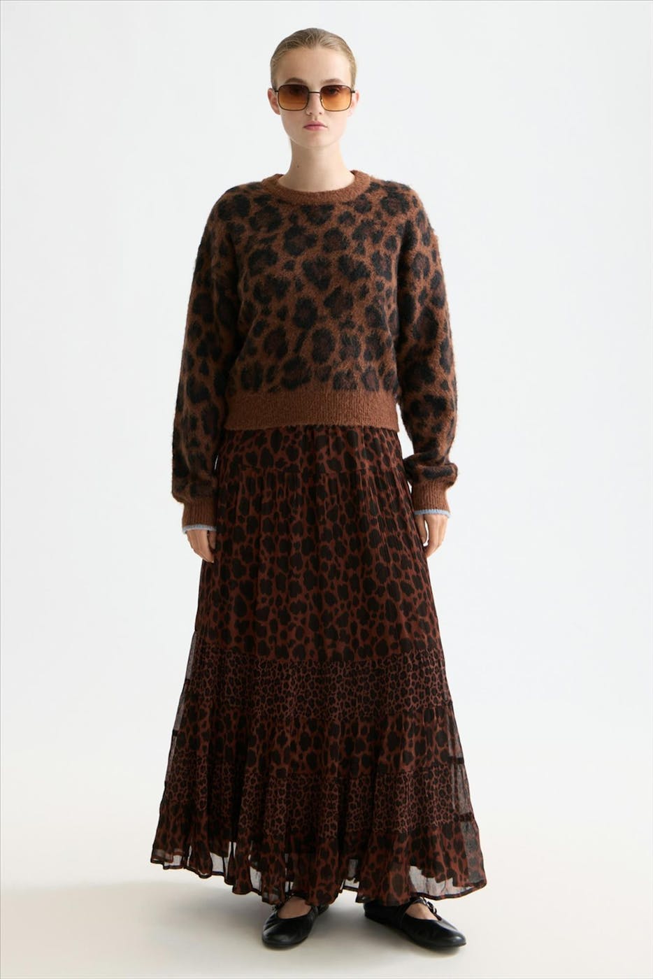 Scotch & Soda - Bruine Fuzzy Leopard trui