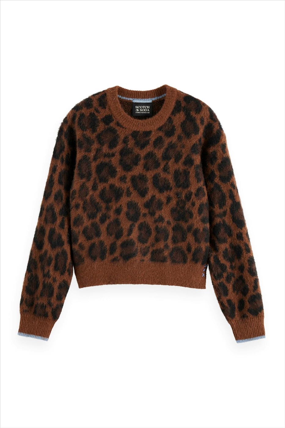 Scotch & Soda - Bruine Fuzzy Leopard trui