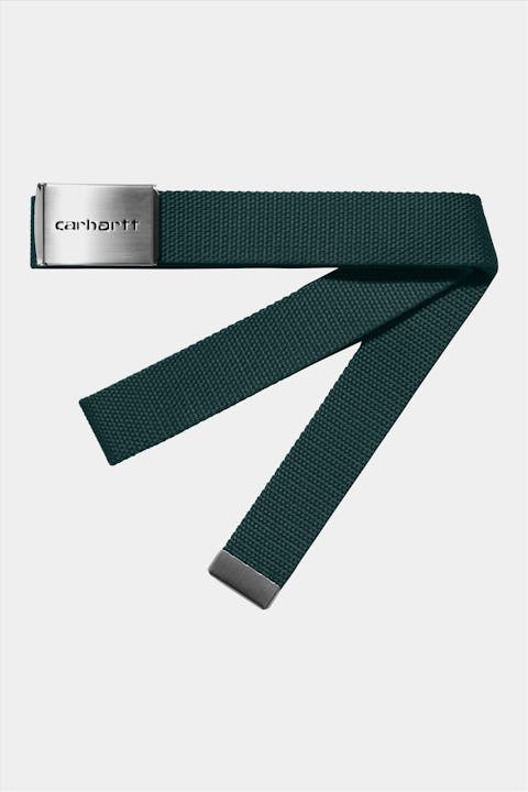 Carhartt WIP - Donkergroene Clip Belt Chrome riem