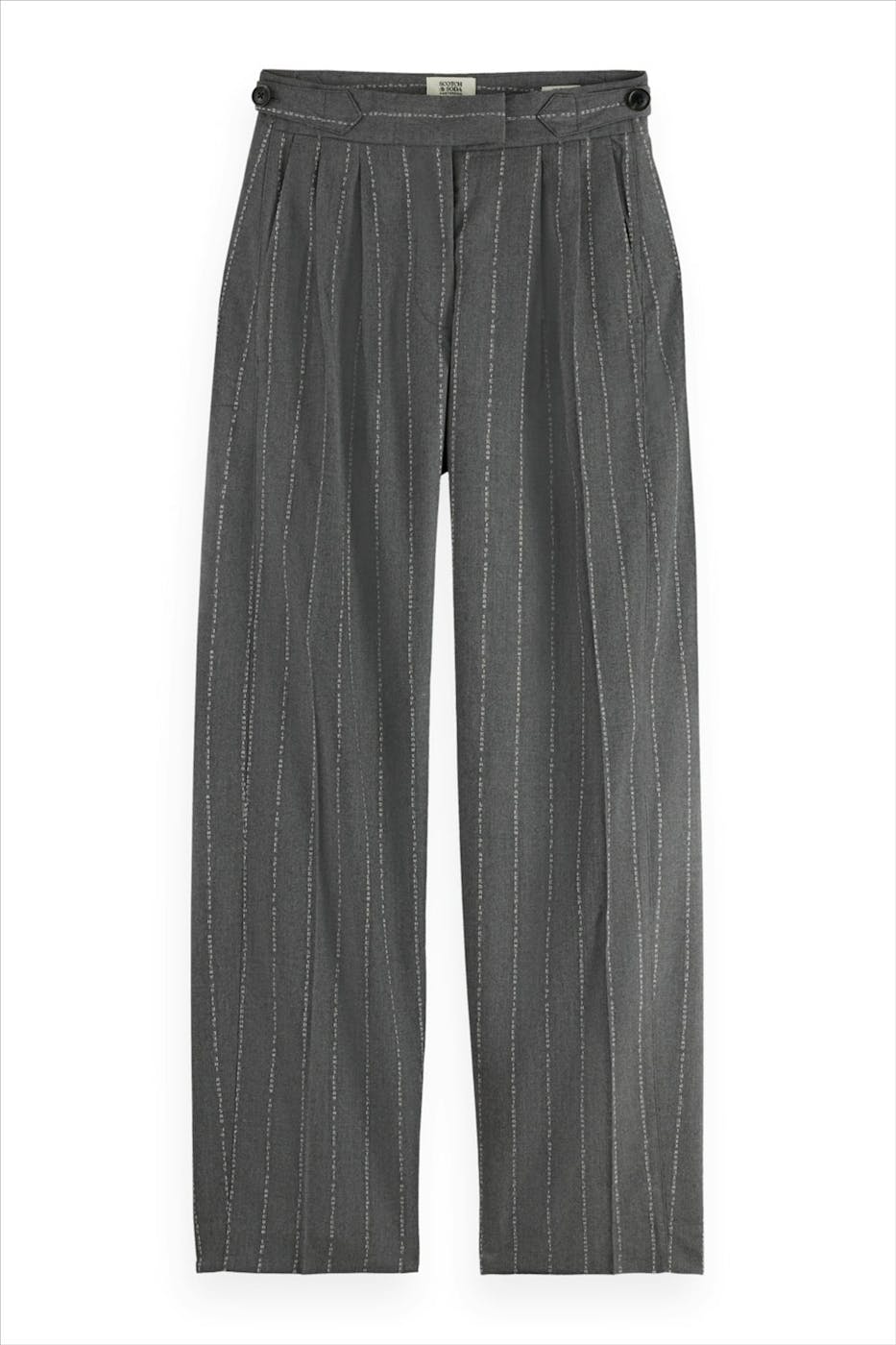 Scotch & Soda - Grijs-Witte Quinn Wide Leg broek