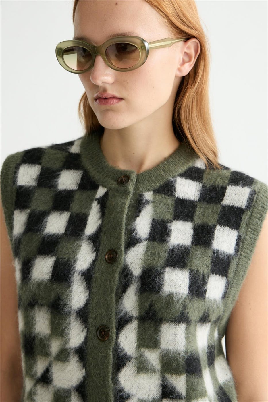 Scotch & Soda - Olijfgroene Fuzzy Jacquard debardeur