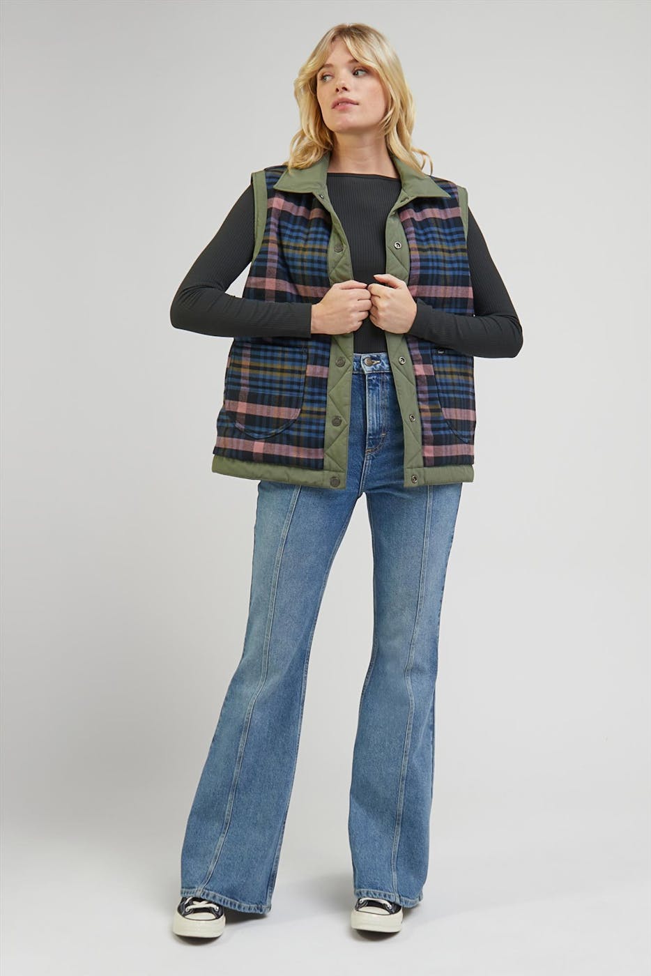 Lee - Olijfgroene Padded Rider Omkeerbare vest