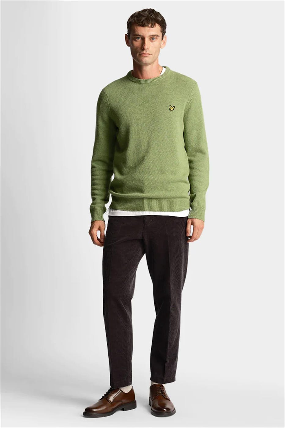 Lyle & Scott - Groene Crew Neck Wool trui