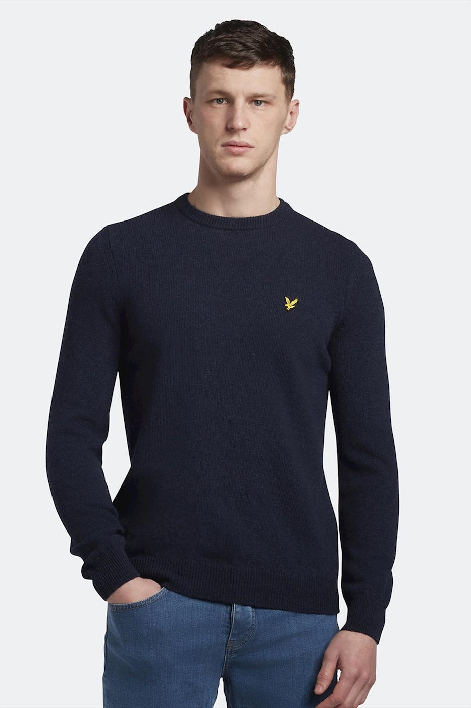 Lyle & Scott - Donkerblauwe Crew Neck Lambswool trui