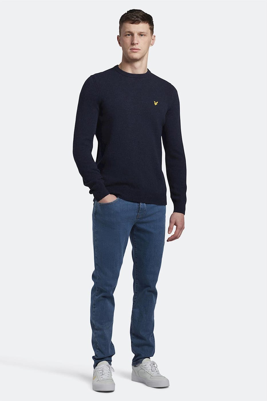 Lyle & Scott - Donkerblauwe Crew Neck Lambswool trui