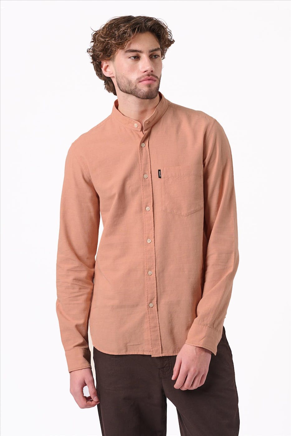 Antwrp - Lichtoranje Mandarin Collar hemd