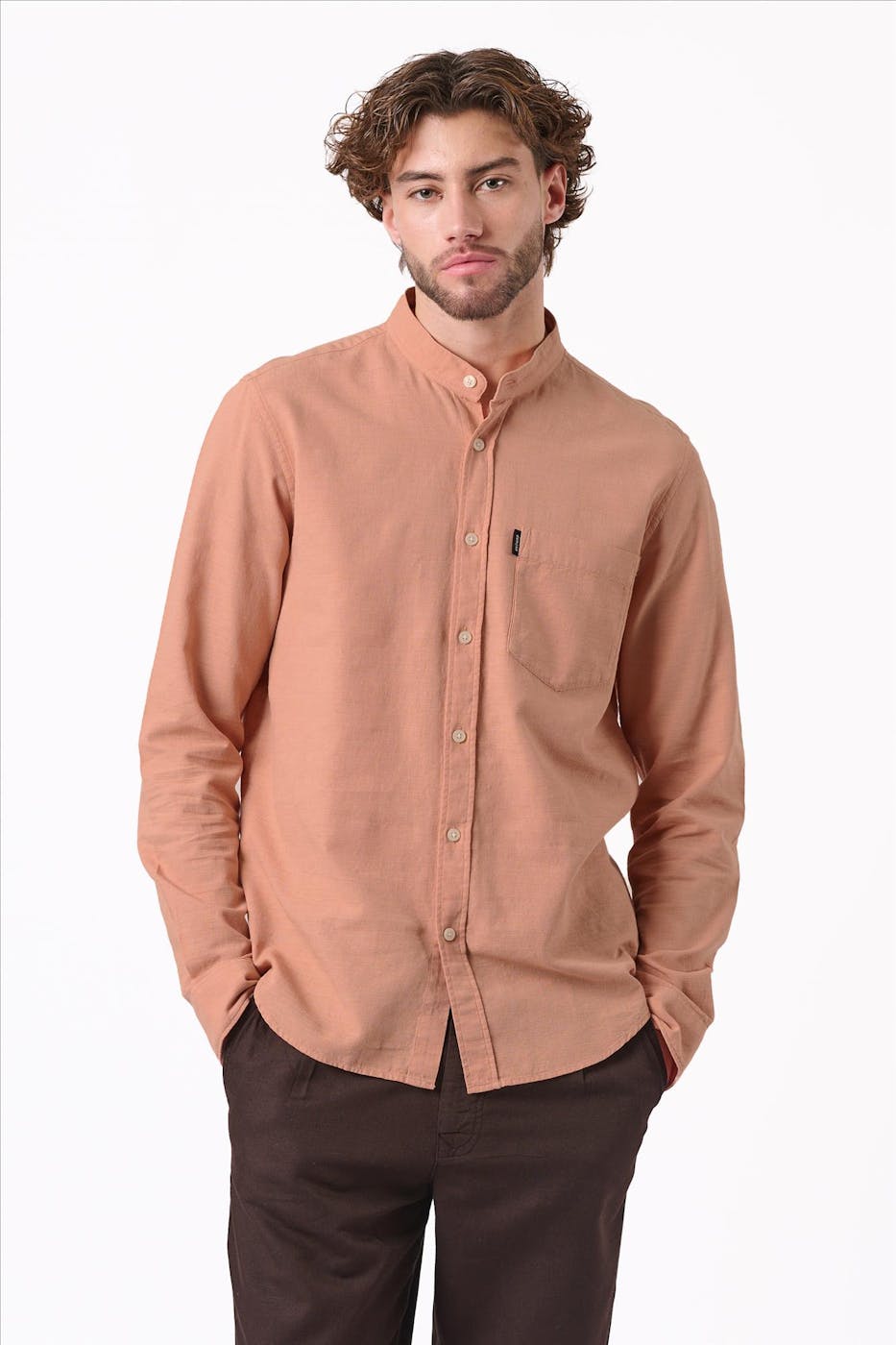 Antwrp - Lichtoranje Mandarin Collar hemd