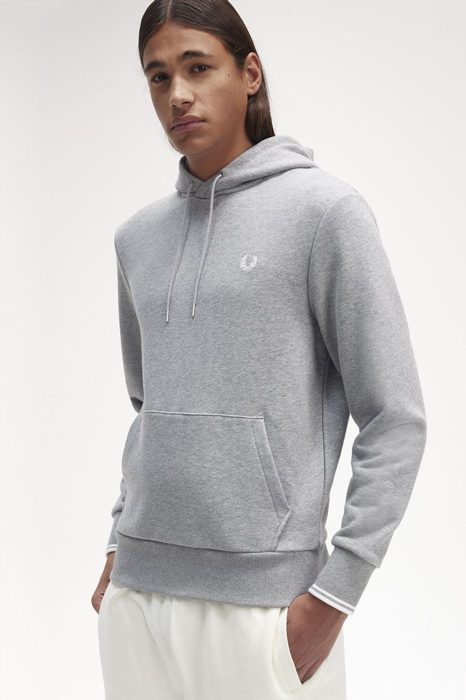 Fred Perry - Grijze Tipped hoodie