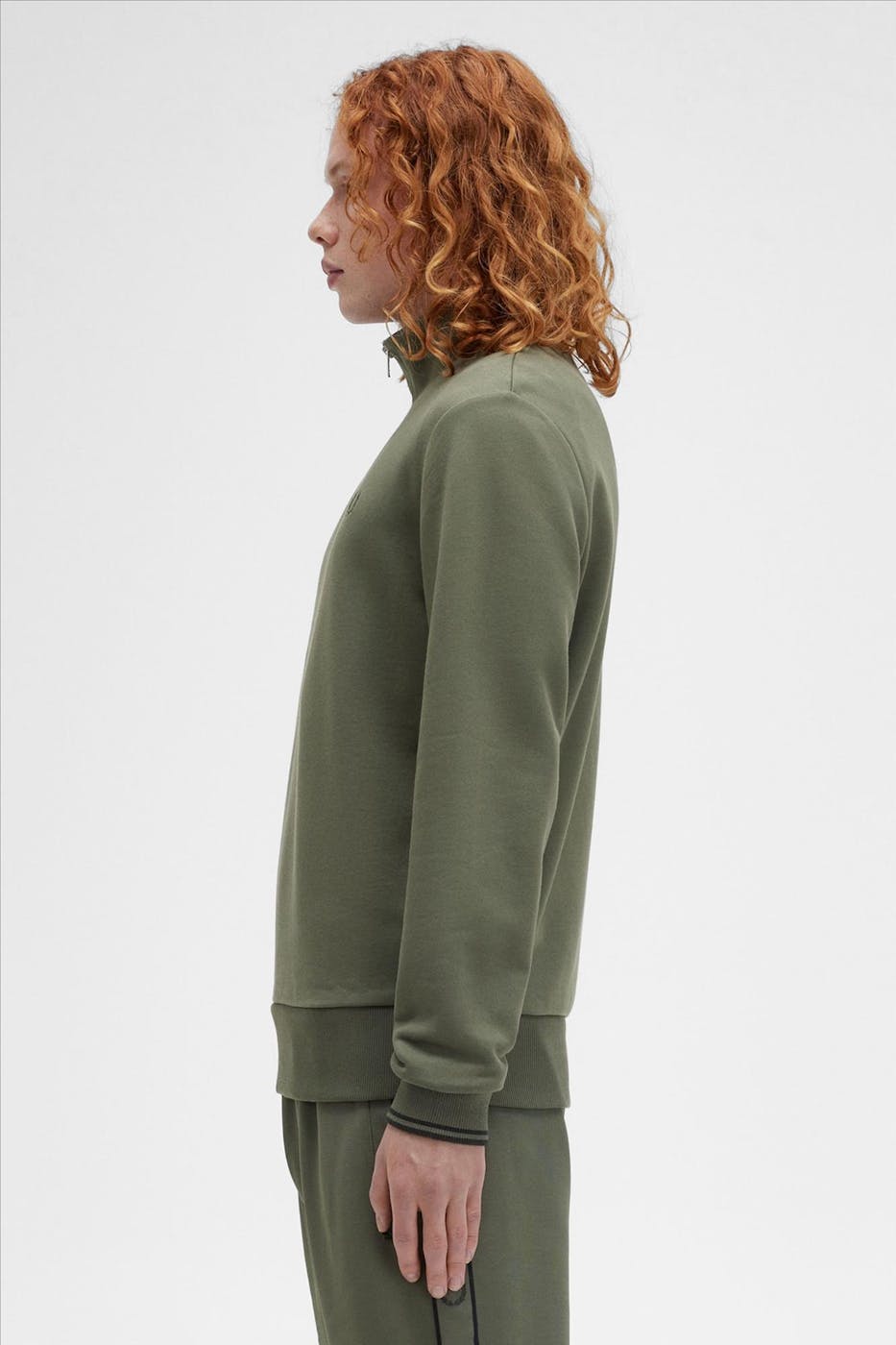 Fred Perry - Olijfgroene Half Zip sweater