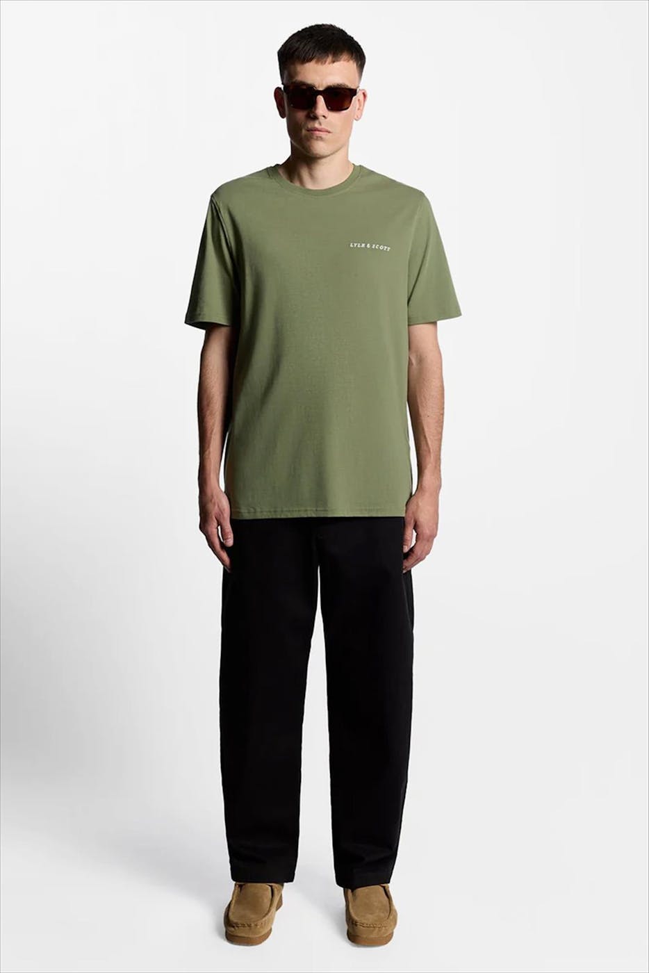 Lyle & Scott - Olijfgroene Script Logo T-shirt