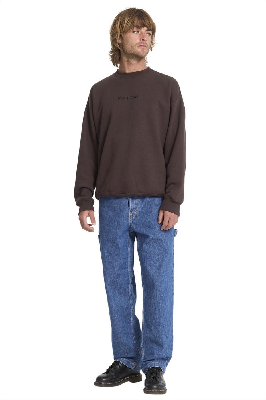Volcom - Donkerbruine Volcom Stone Crew sweater