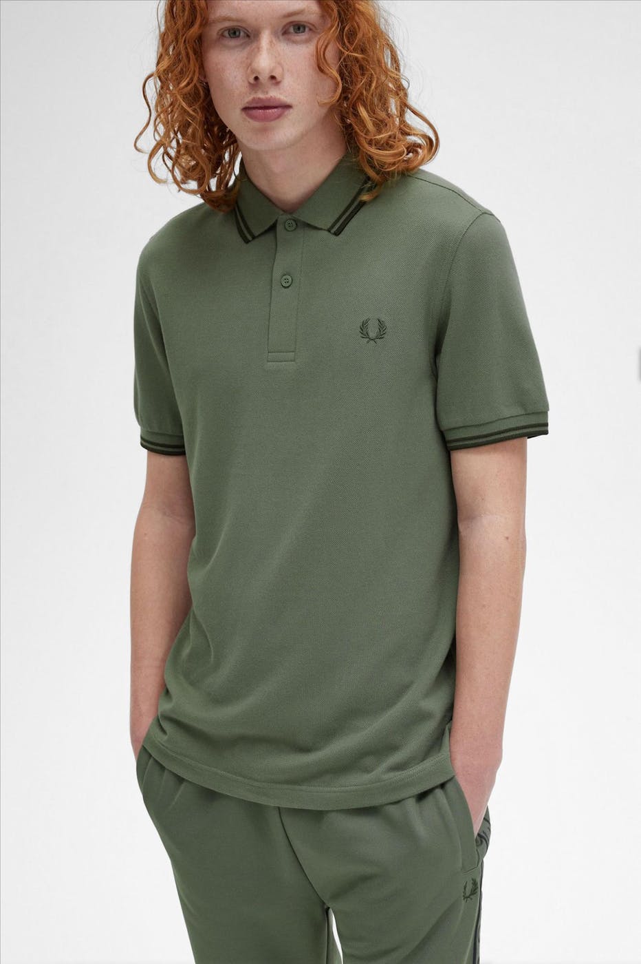 Fred Perry - Kaki Twin Tipped polo