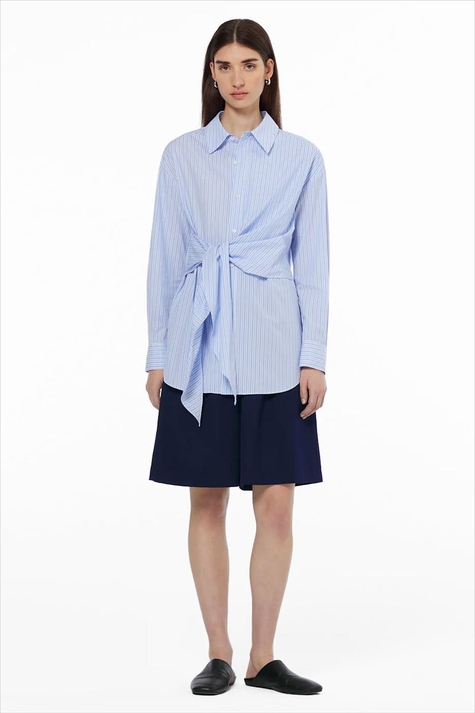 Scotch & Soda - Lichtblauwe Striped Knotted blouse