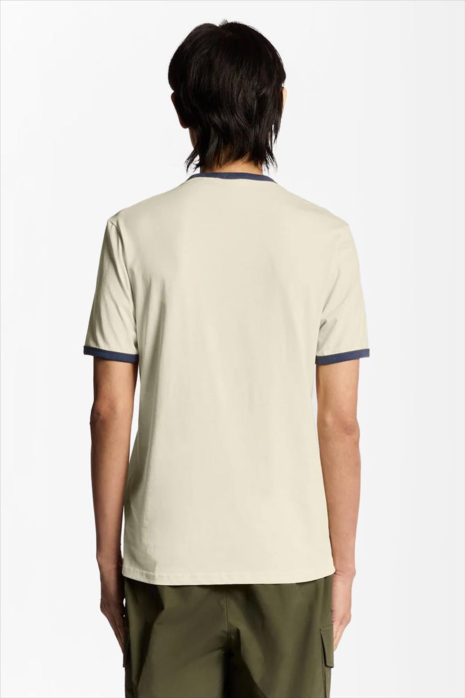 Lyle & Scott - Ecru-Blauwe Ringer T-shirt