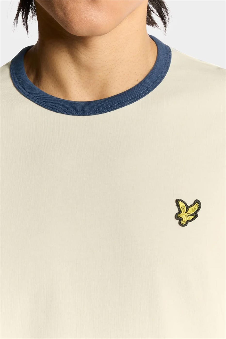 Lyle & Scott - Ecru-Blauwe Ringer T-shirt