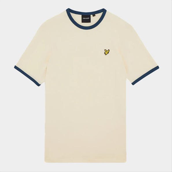 Lyle & Scott - Ecru-Blauwe Ringer T-shirt