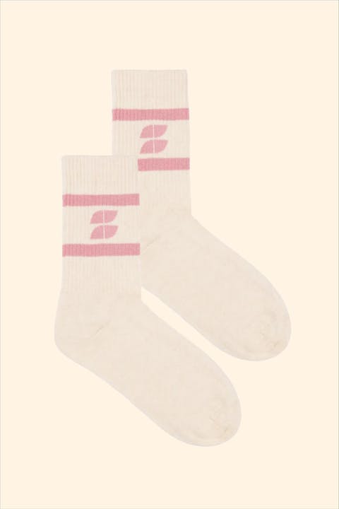 BY BAR - Ecru-Roze Logo sokken