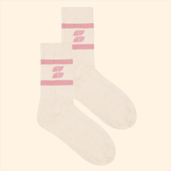 BY BAR - Ecru-Roze Logo sokken