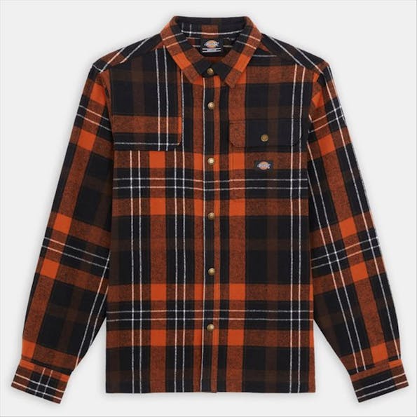 Dickies - Oranje-zwart Geruite Flanellen overhemd