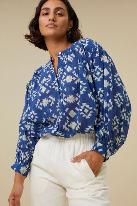 BY BAR - Blauwe Lucy Madras blouse