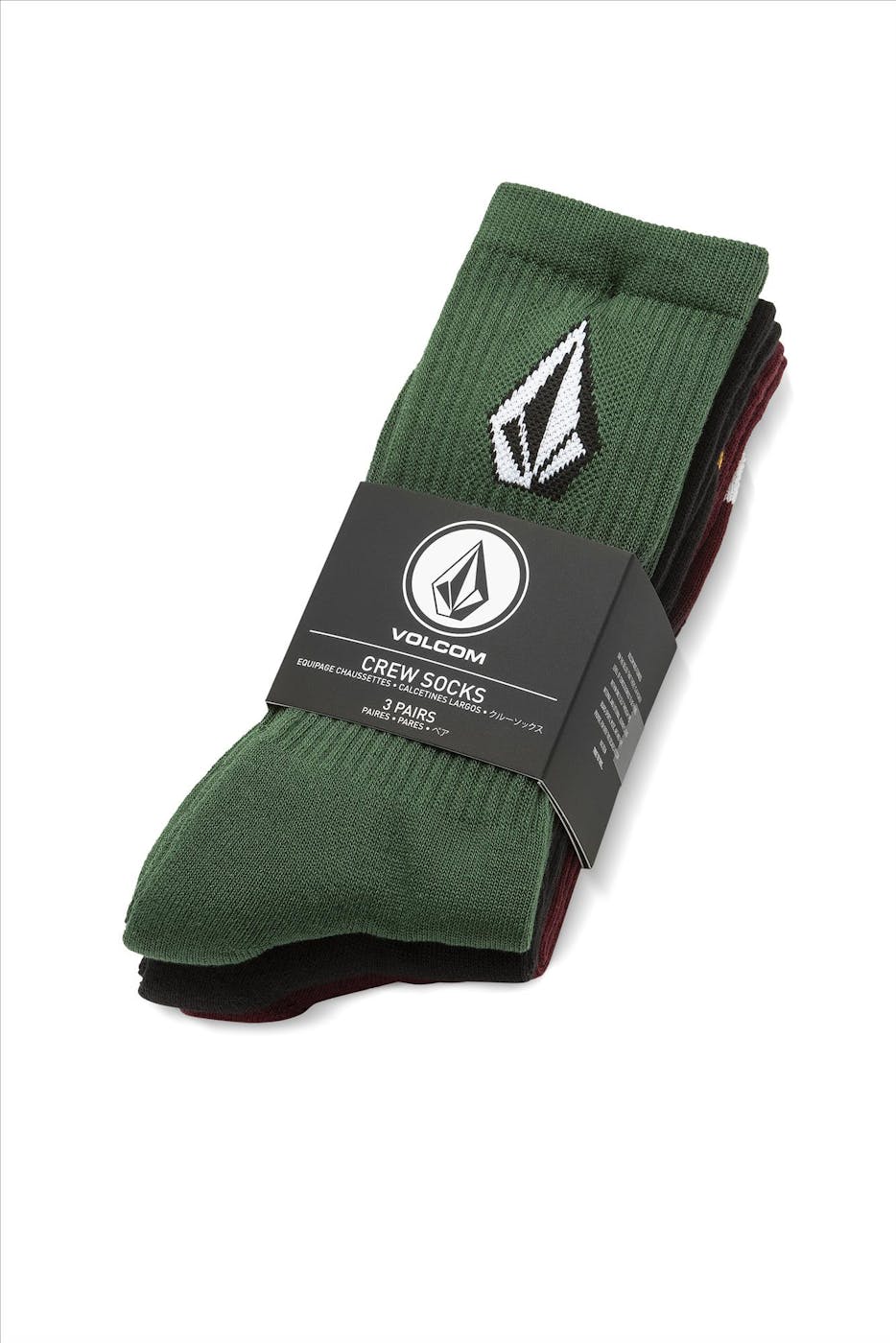 Volcom - Bordeaux-Zwart-Groene Full Stone Mix sokken