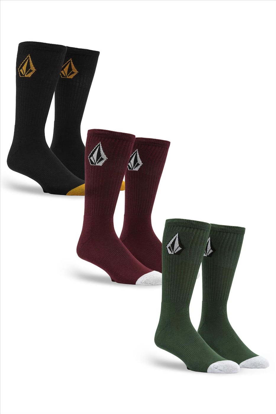 Volcom - Bordeaux-Zwart-Groene Full Stone Mix sokken