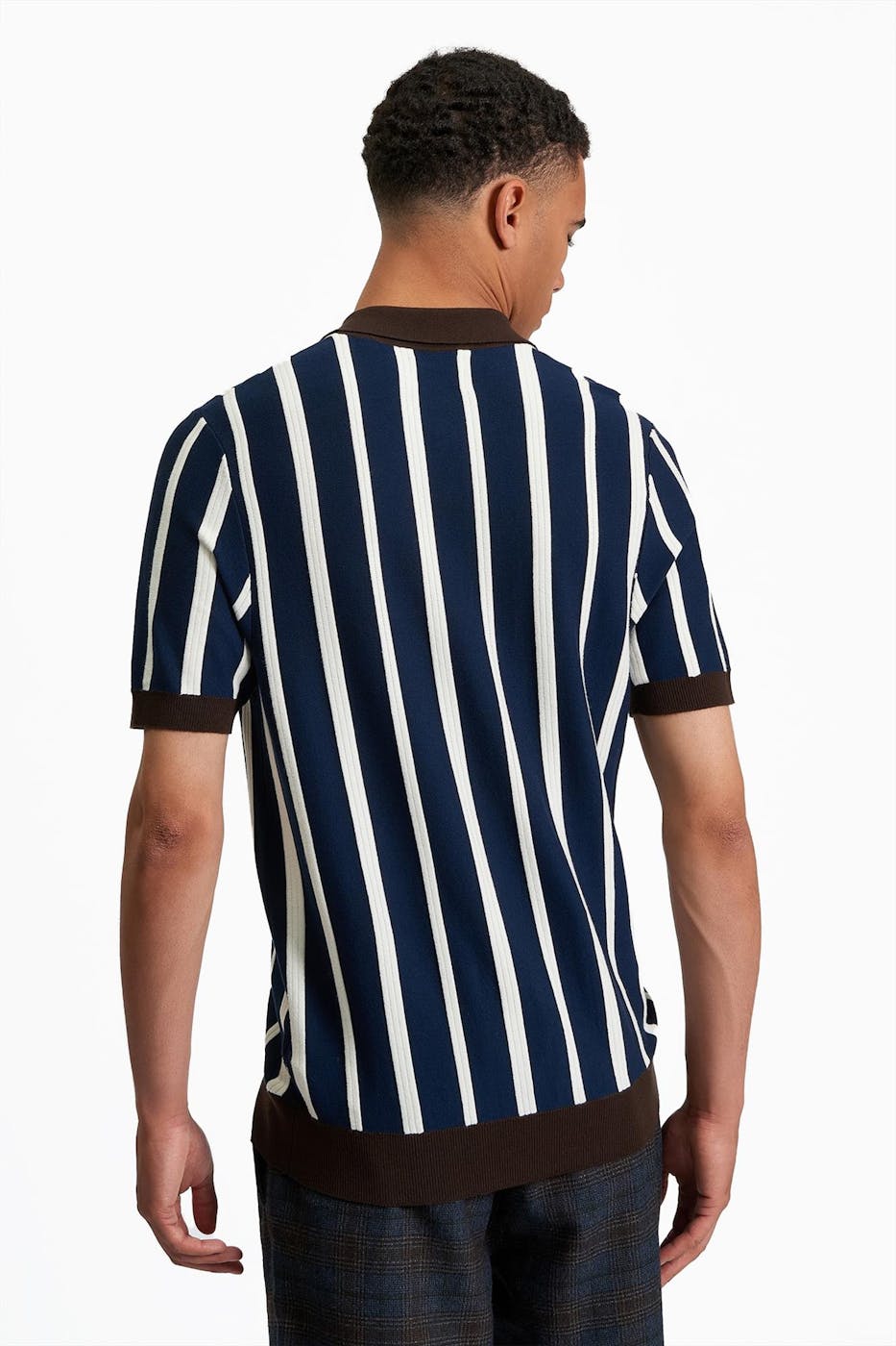 Ben Sherman - Donkerblauw-Ecru Raised Stripe polo