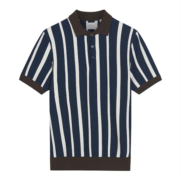 Ben Sherman - Donkerblauw-Ecru Raised Stripe polo
