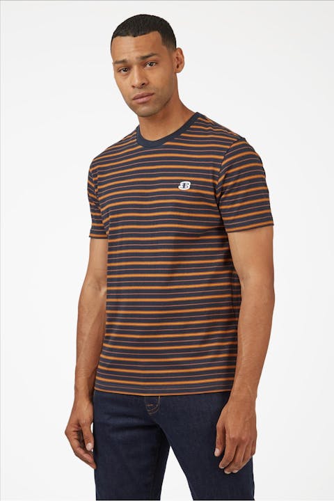 Ben Sherman - Donkerblauw-oranje Striped T-shirt