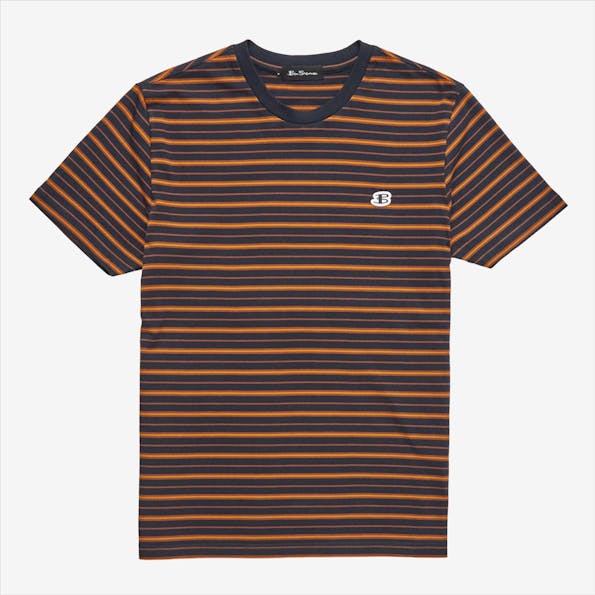 Ben Sherman - Donkerblauw-oranje Striped T-shirt