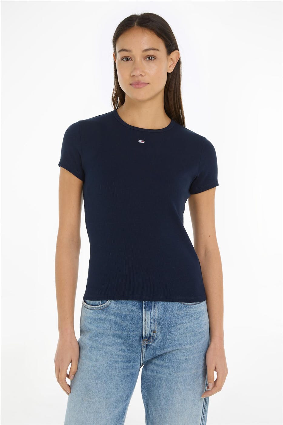 Tommy Jeans - Donkerblauwe Essenial Rib T-shirt