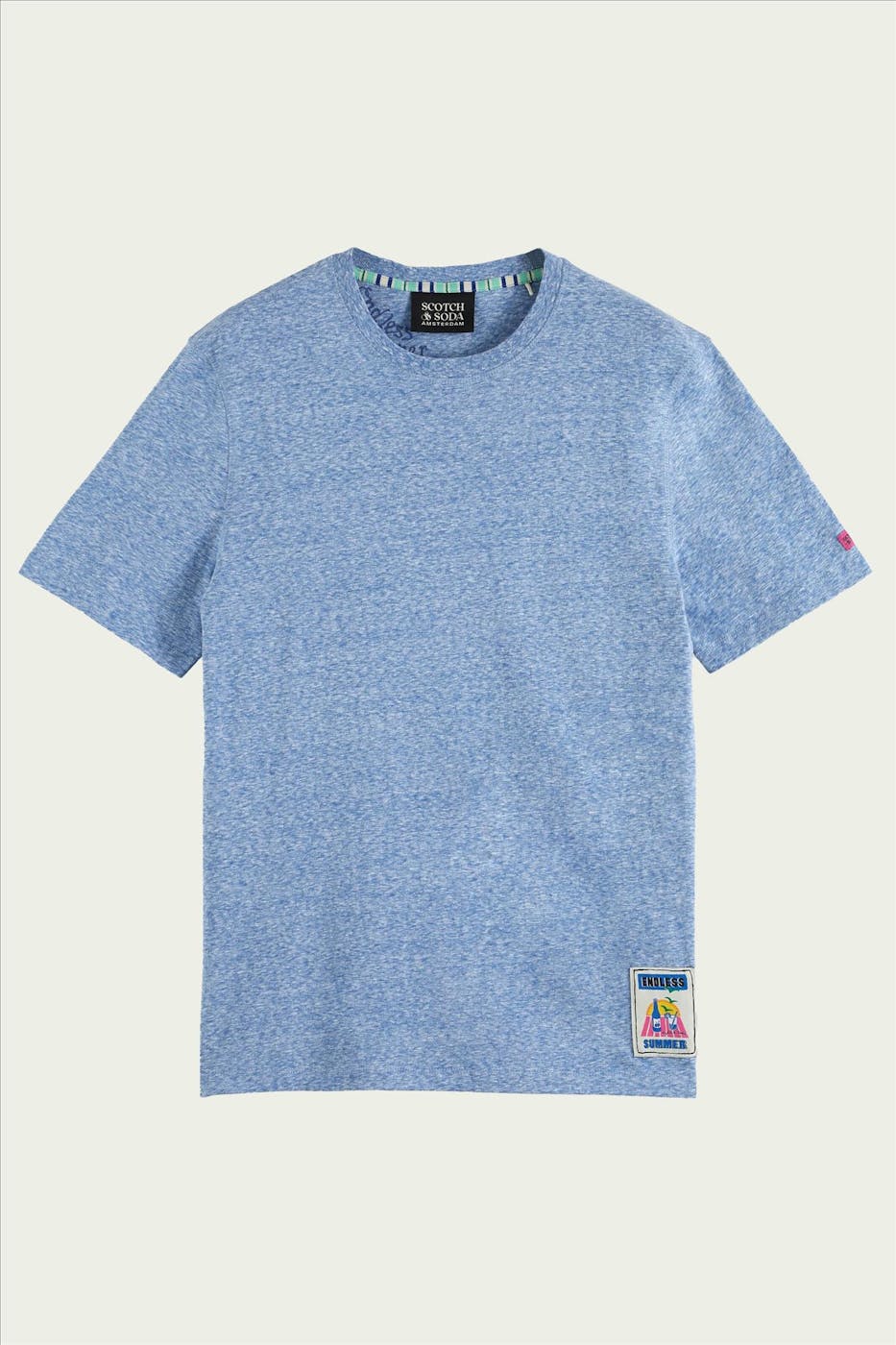Scotch & Soda - Lichtblauwe Gemêleerde T-shirt