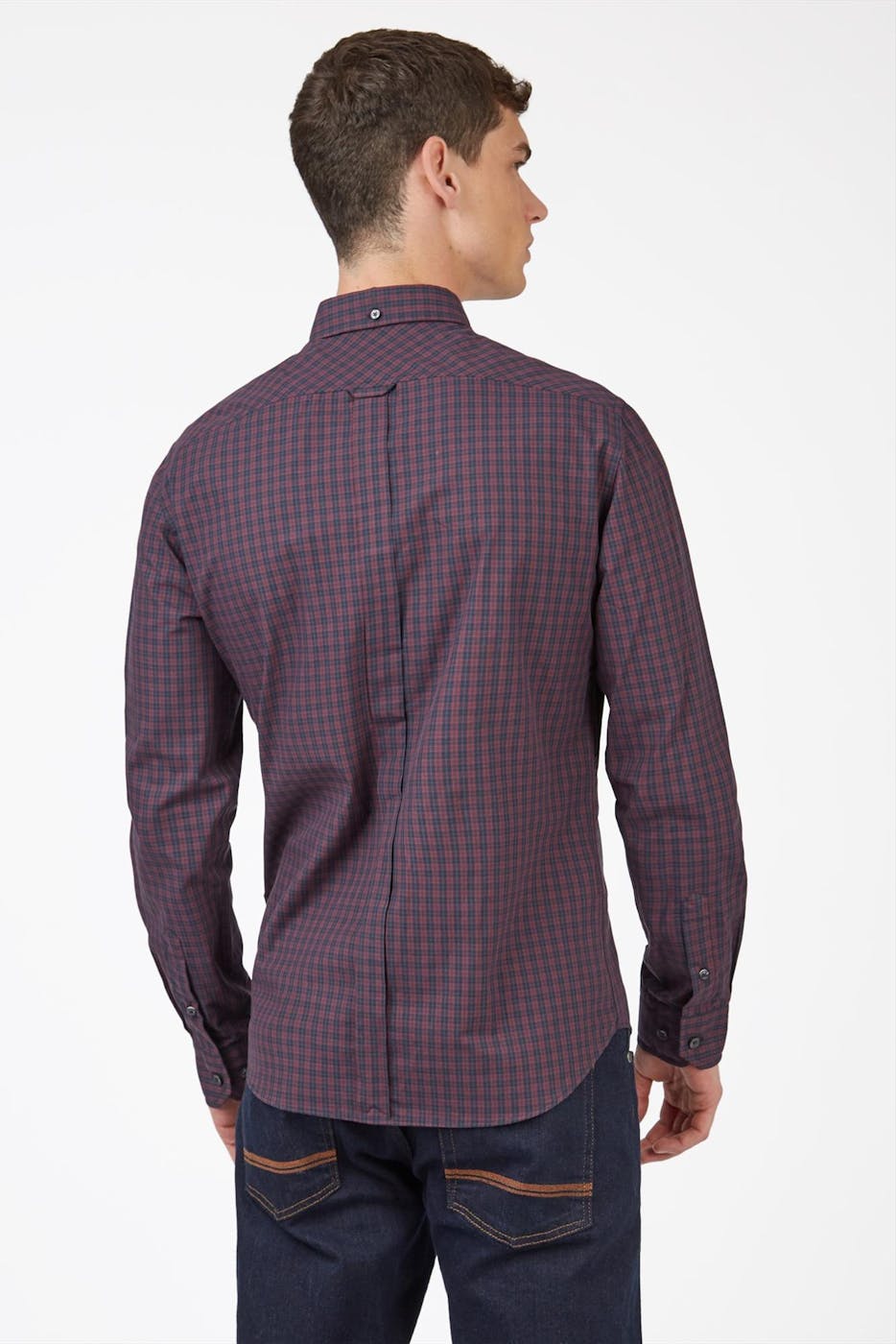 Ben Sherman - Bordeaux-zwart Madras hemd