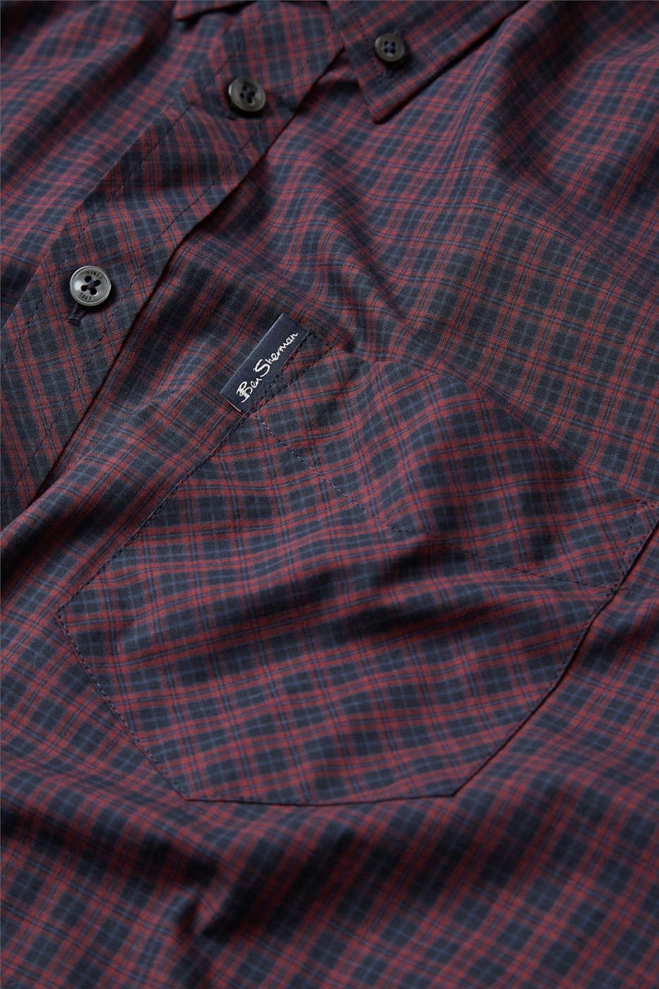 Ben Sherman - Bordeaux-zwart Madras hemd