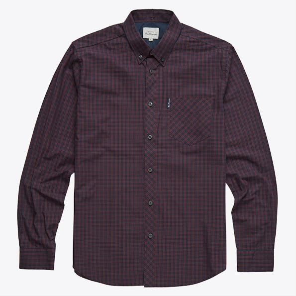 Ben Sherman - Bordeaux-zwart Madras hemd