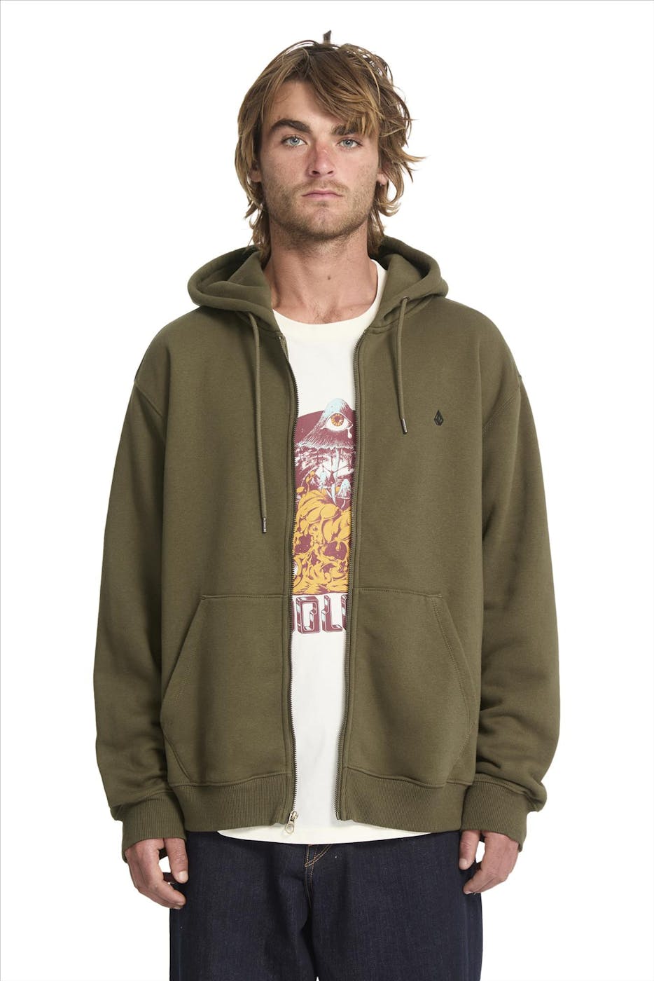 Volcom - Olijfgroene Single Stone hoodie