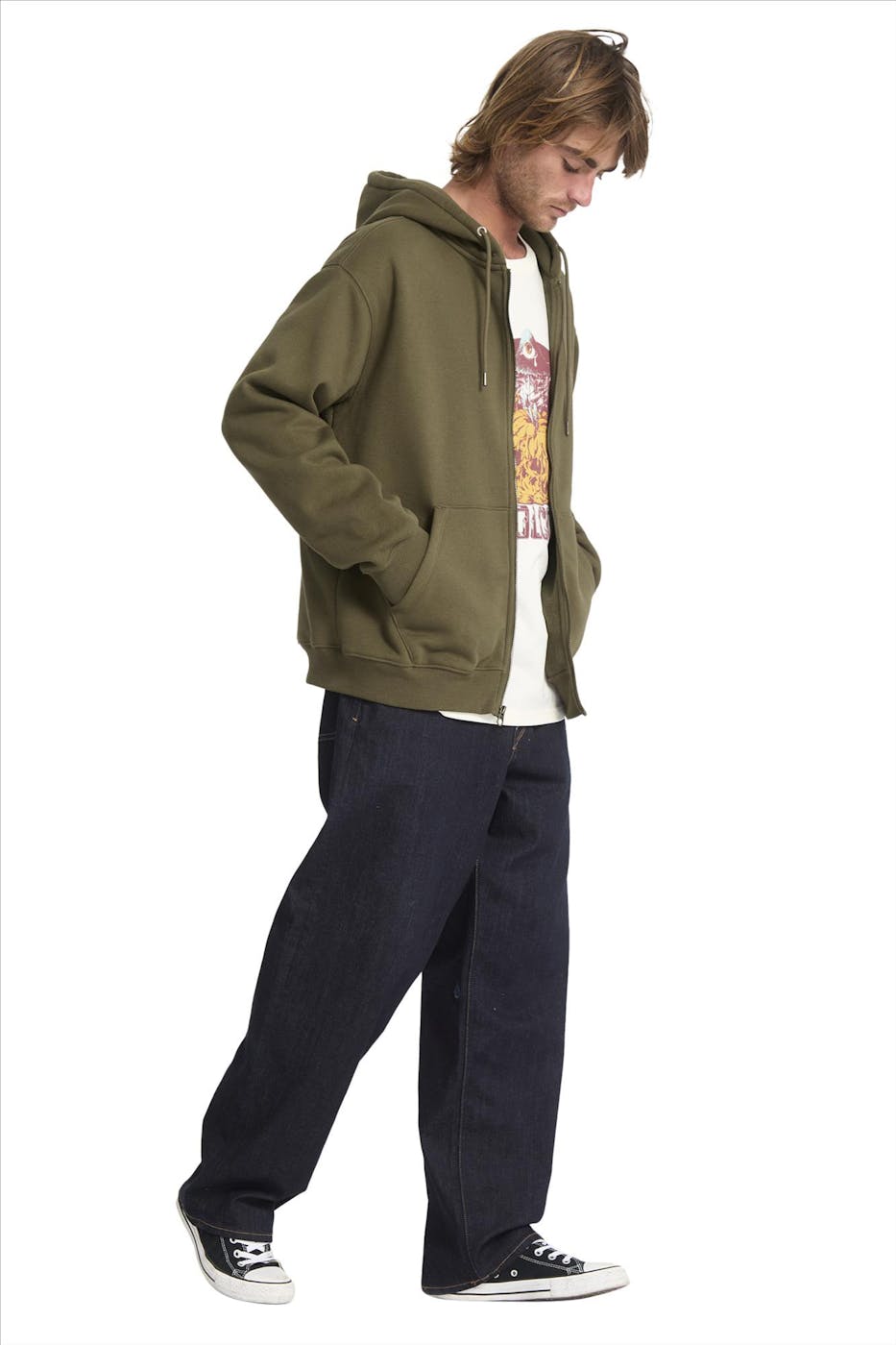 Volcom - Olijfgroene Single Stone hoodie