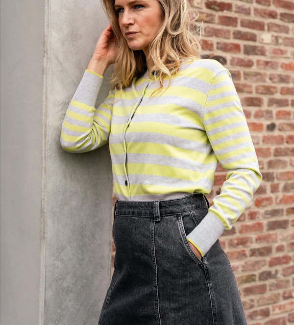 Scotch & Soda - Grijs-Groene Stripe cardigan