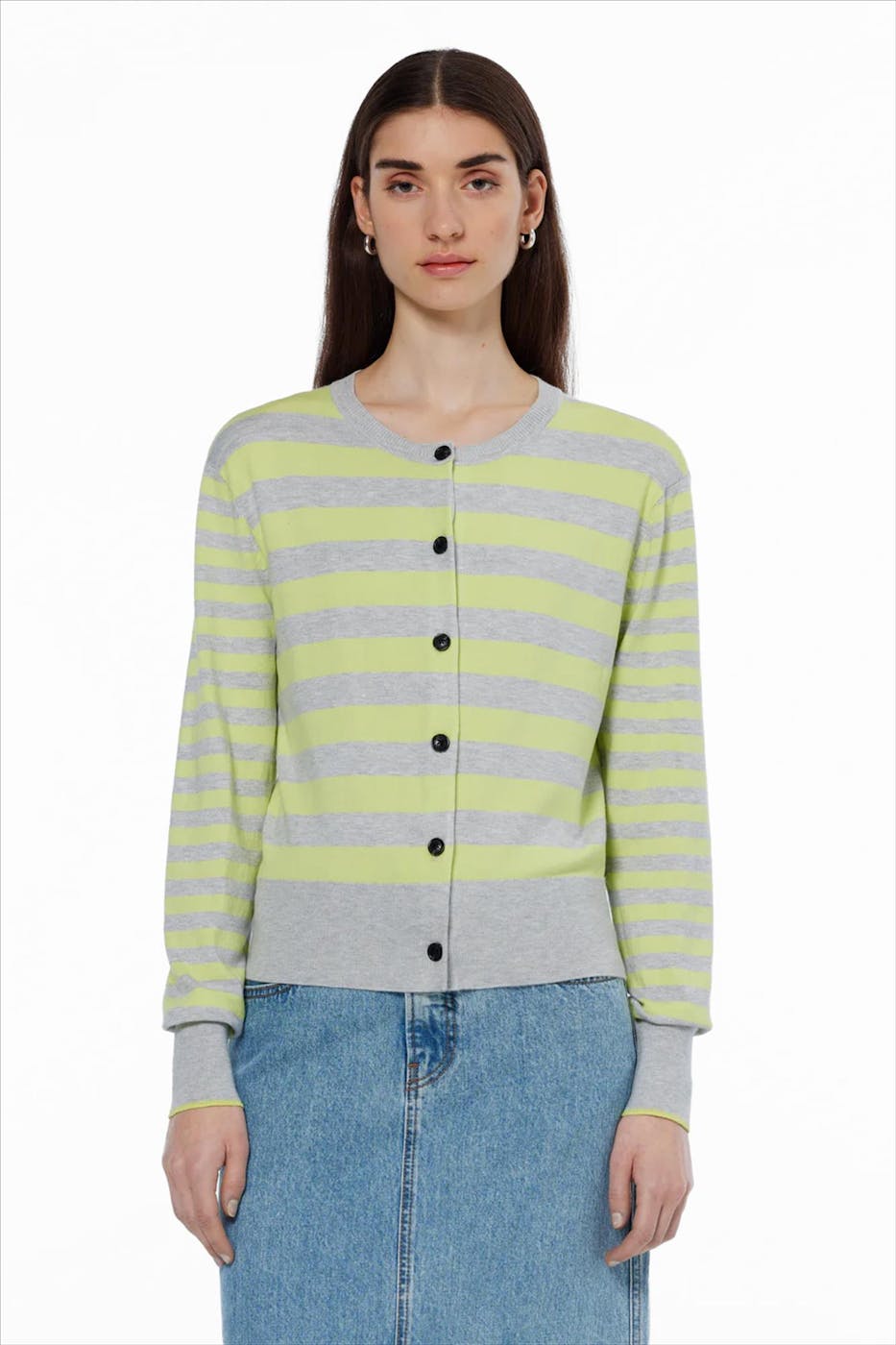 Scotch & Soda - Grijs-Groene Stripe cardigan