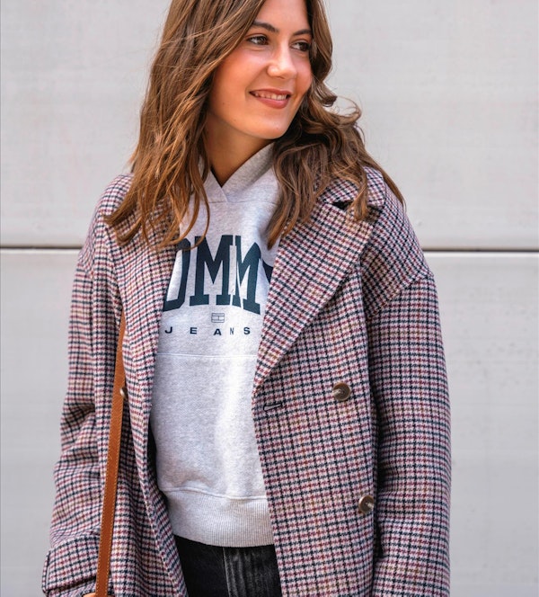 Tommy Jeans - Grijze Varsity hoodie