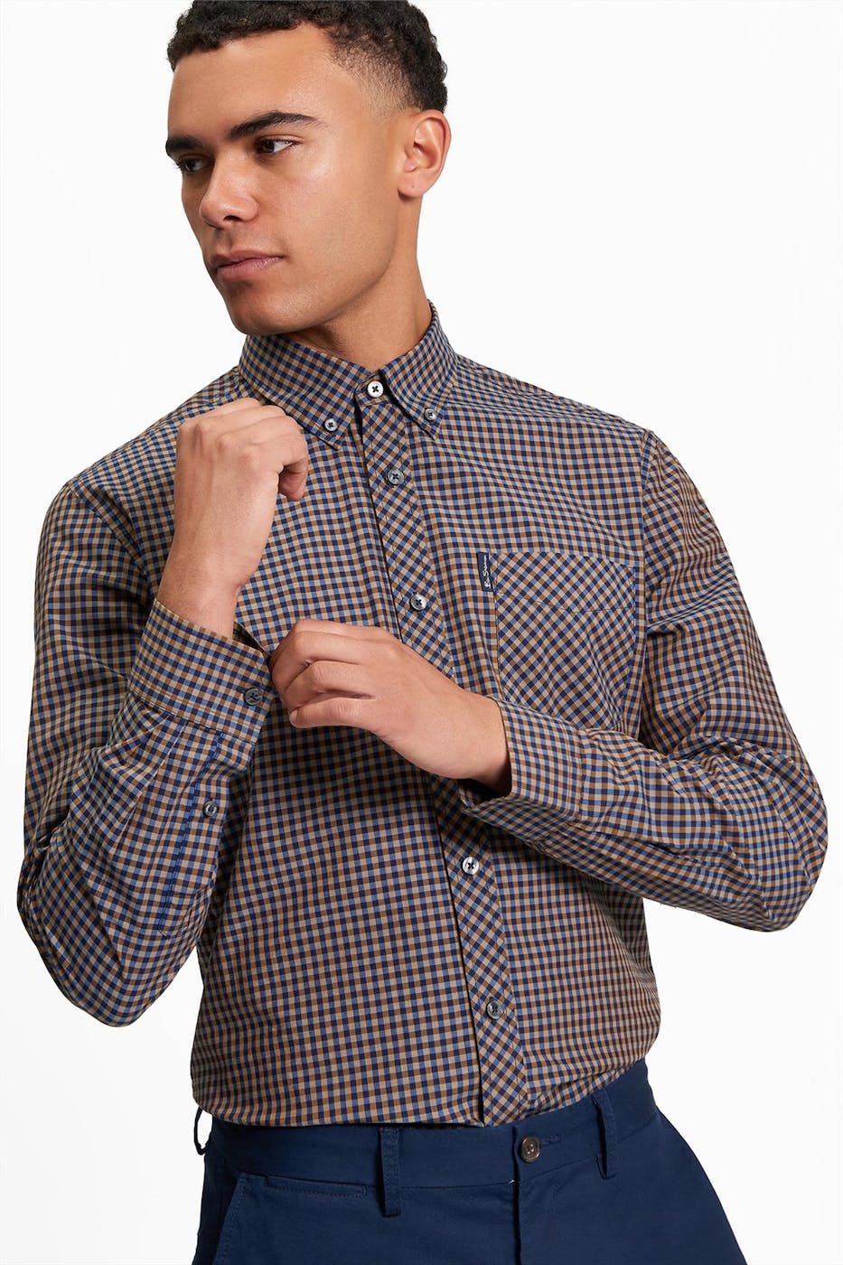 Ben Sherman - Bruin-Blauw Signature Gingham hemd