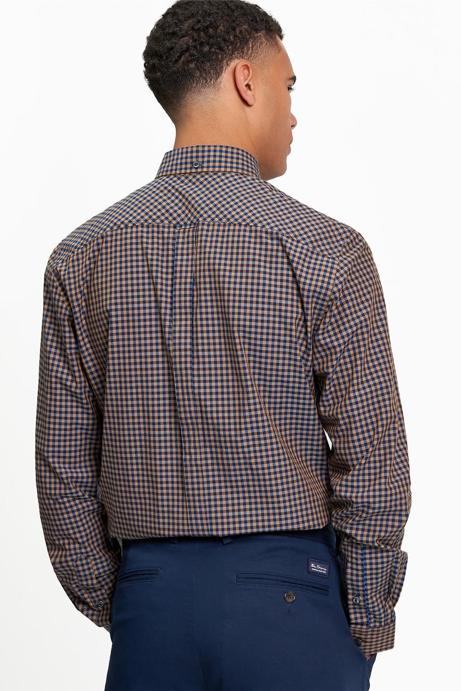 Ben Sherman - Bruin-Blauw Signature Gingham hemd