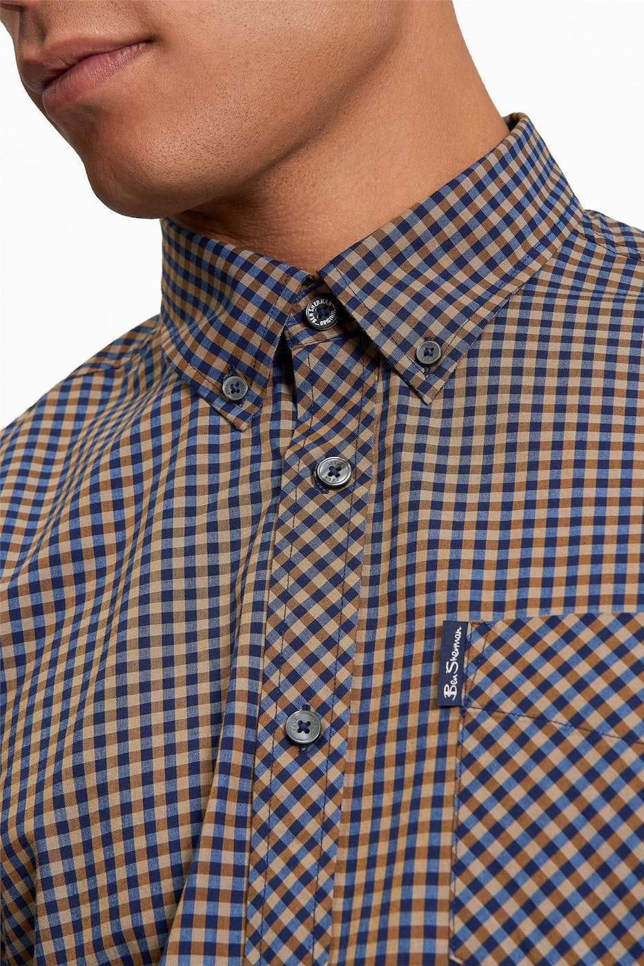 Ben Sherman - Bruin-Blauw Signature Gingham hemd