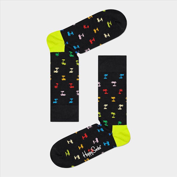 Happy Socks - Zwarte-multicolour Palm sokken, maat: 41-46