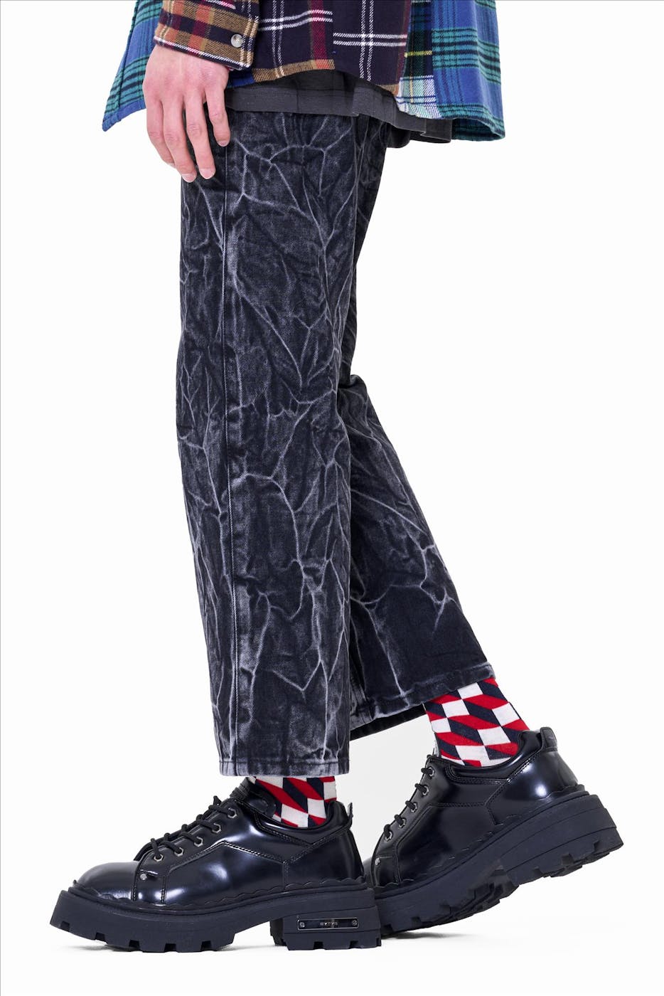 Happy Socks - Donkerblauwe Filled Optic sokken, maat: 36-40