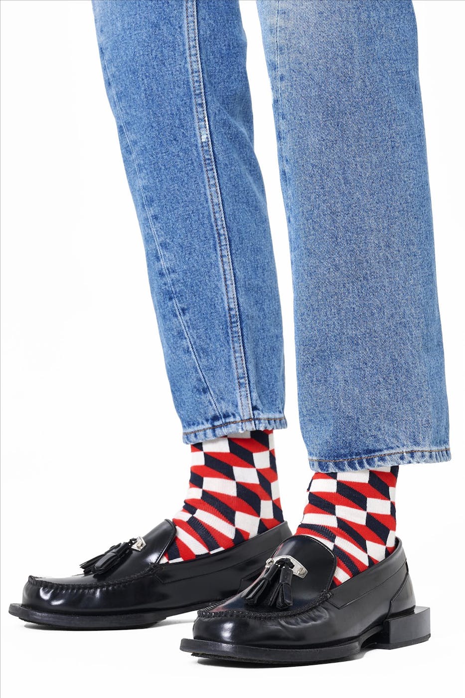 Happy Socks - Donkerblauwe Filled Optic sokken, maat: 36-40