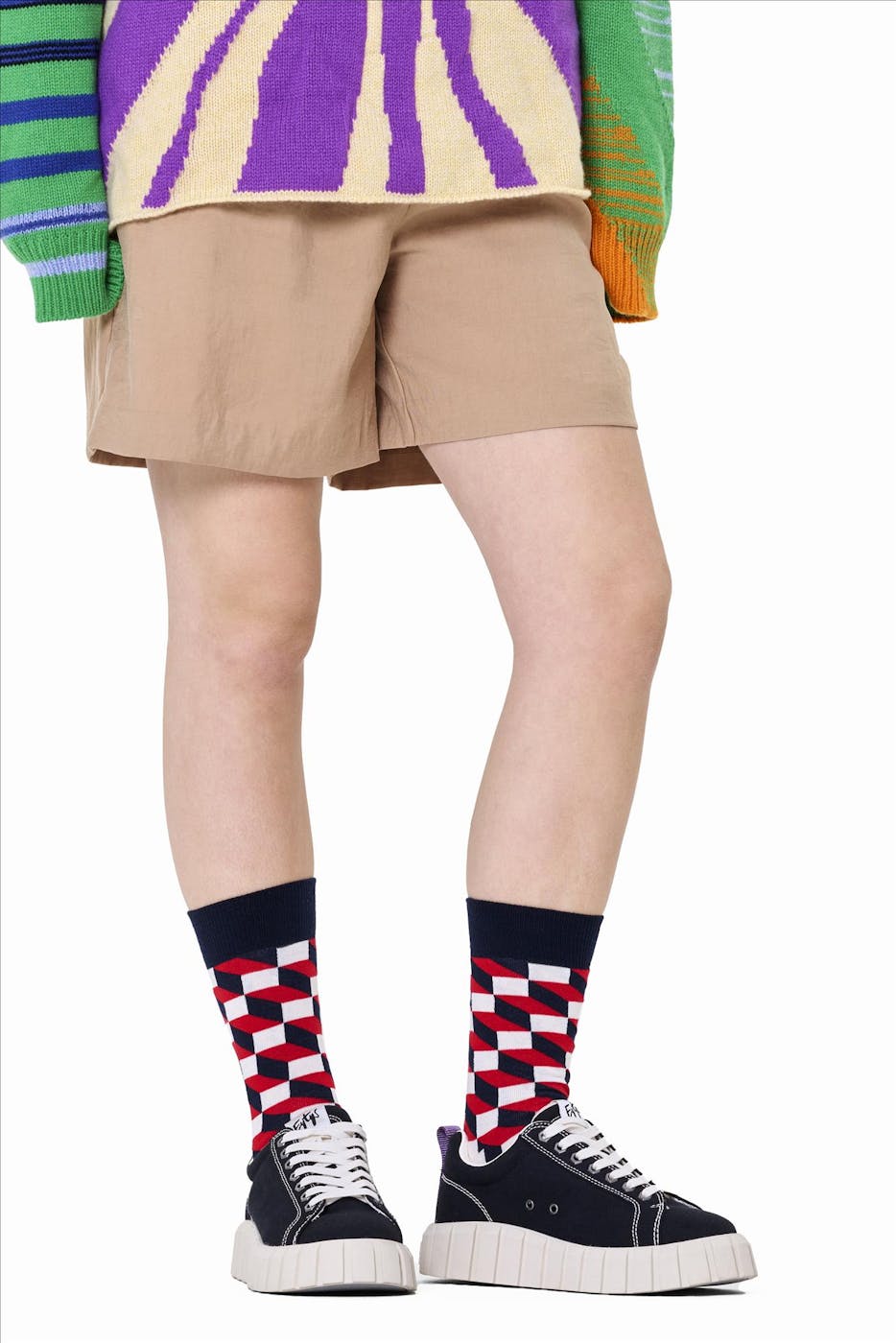 Happy Socks - Donkerblauwe Filled Optic sokken, maat: 36-40